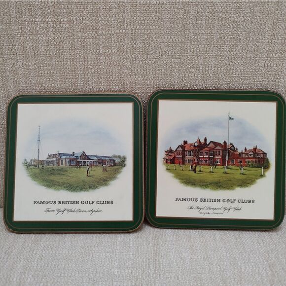 Pimpernel Traditional Drink Coasters Set of 6 Classic Famous British Golf Clubs - Picture 5 of 8